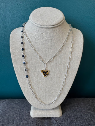 WV Paperclip Chain & Enamel Logo Necklace Set
