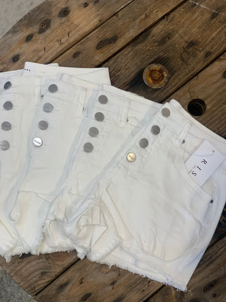 Risen White Denim Shorts