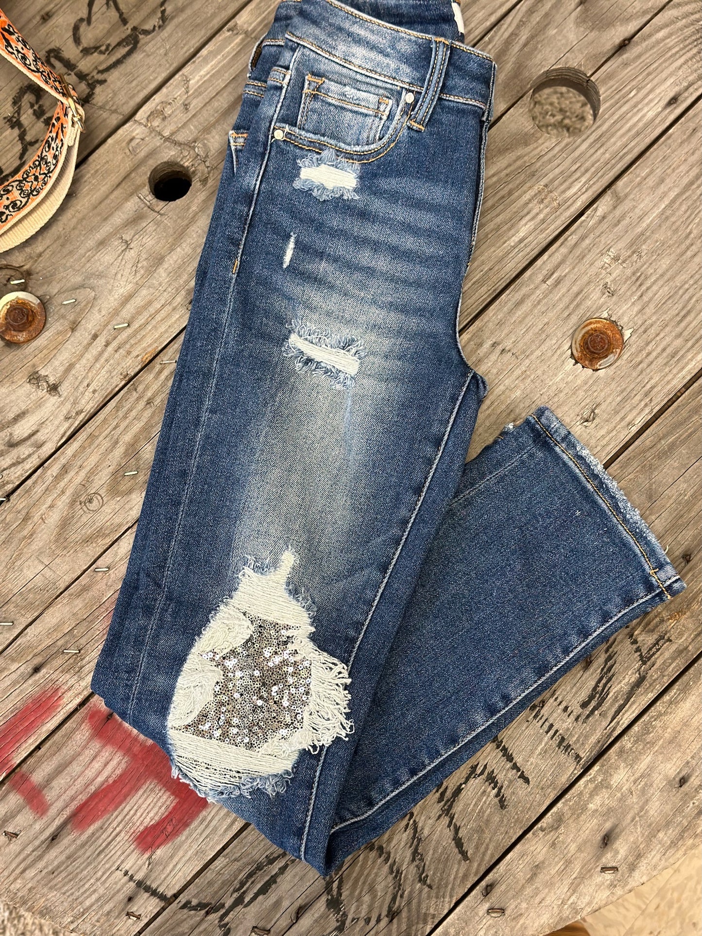 Risen Sequin Patch Jean