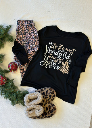 Christmas Leopard PJ Set