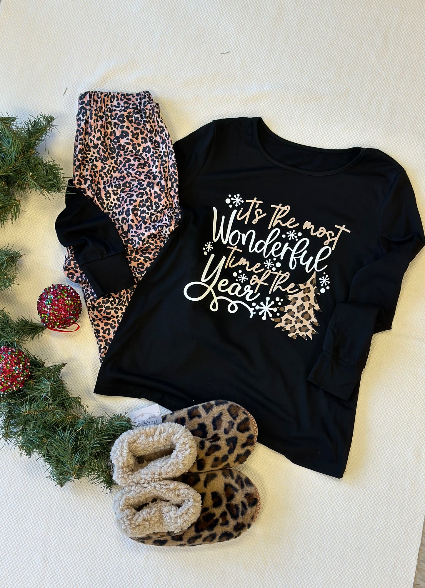 Christmas Leopard PJ set