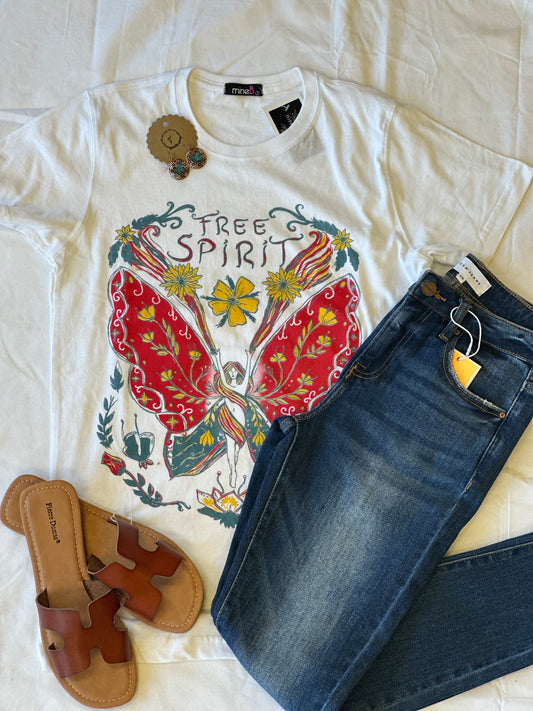 Free Spirit Butterfly Graphic Tee