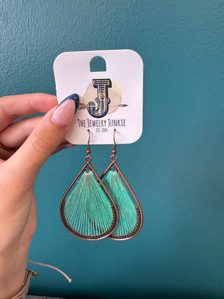Woven Teardrops Earrings Teal