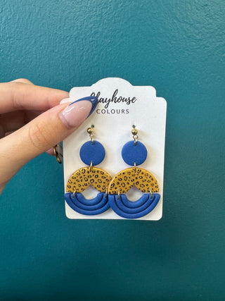 Navy & Gold Clay Earrings