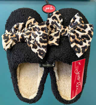 Cheetah Cozy Bow Slippers