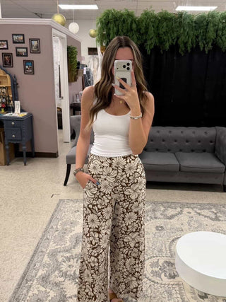 Linen Floral Pants